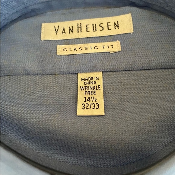 Men’s VAN HEUSEN Classic Fit French Blue Button Up Dress Shirt Size 14 1/2 NWT - Picture 6 of 9